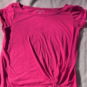 LOFT Pink Short Sleeve Tie Front T-Shirt Small